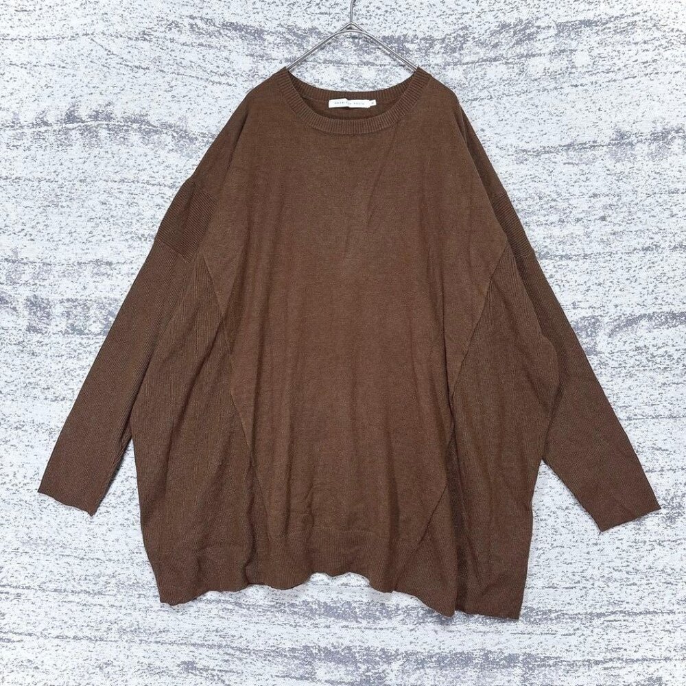 Merilic Oversized Drop Shoulder Knit Sweater Camel Relaxed Fit